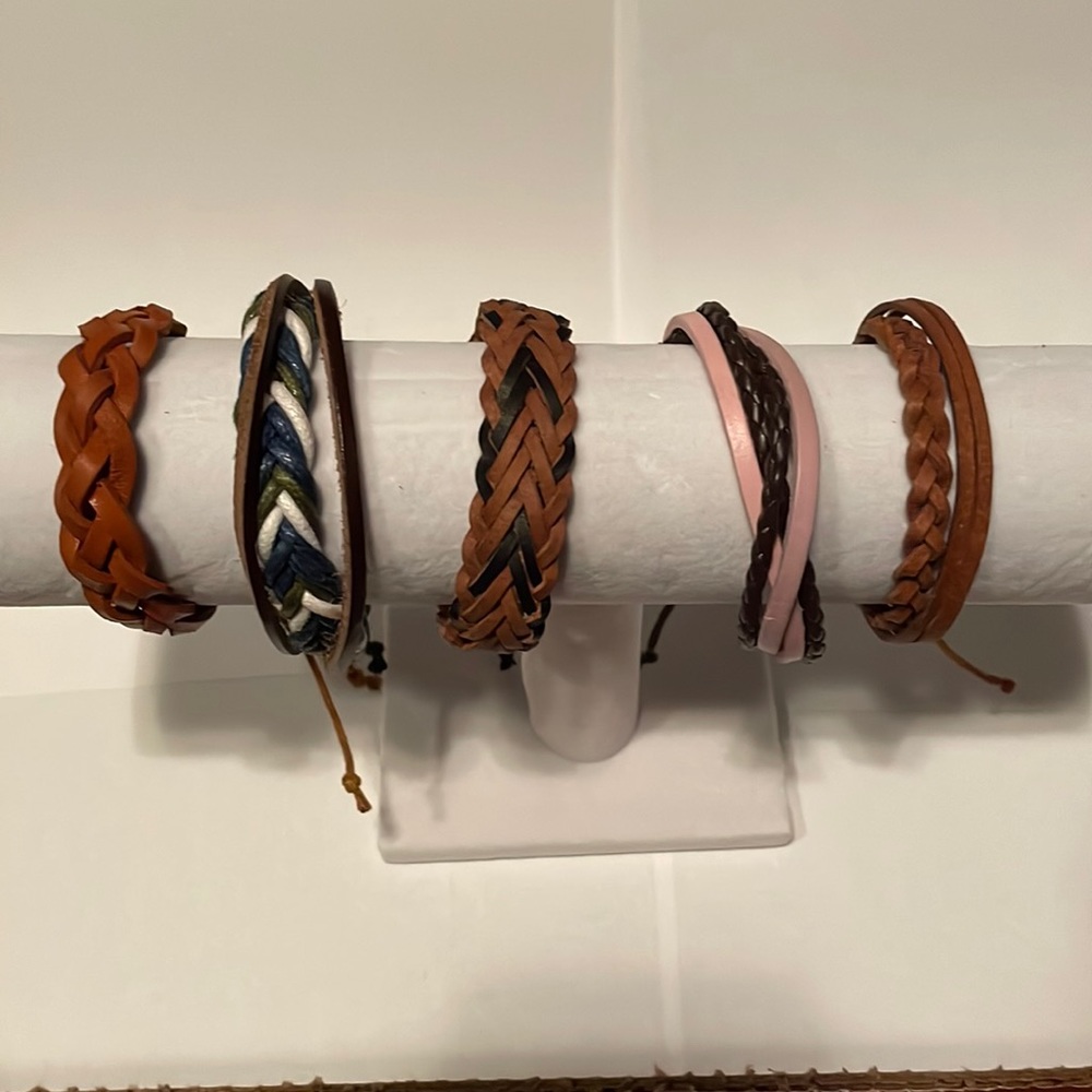 SALE: Five NWOTs leather adjustable draw string bracelets